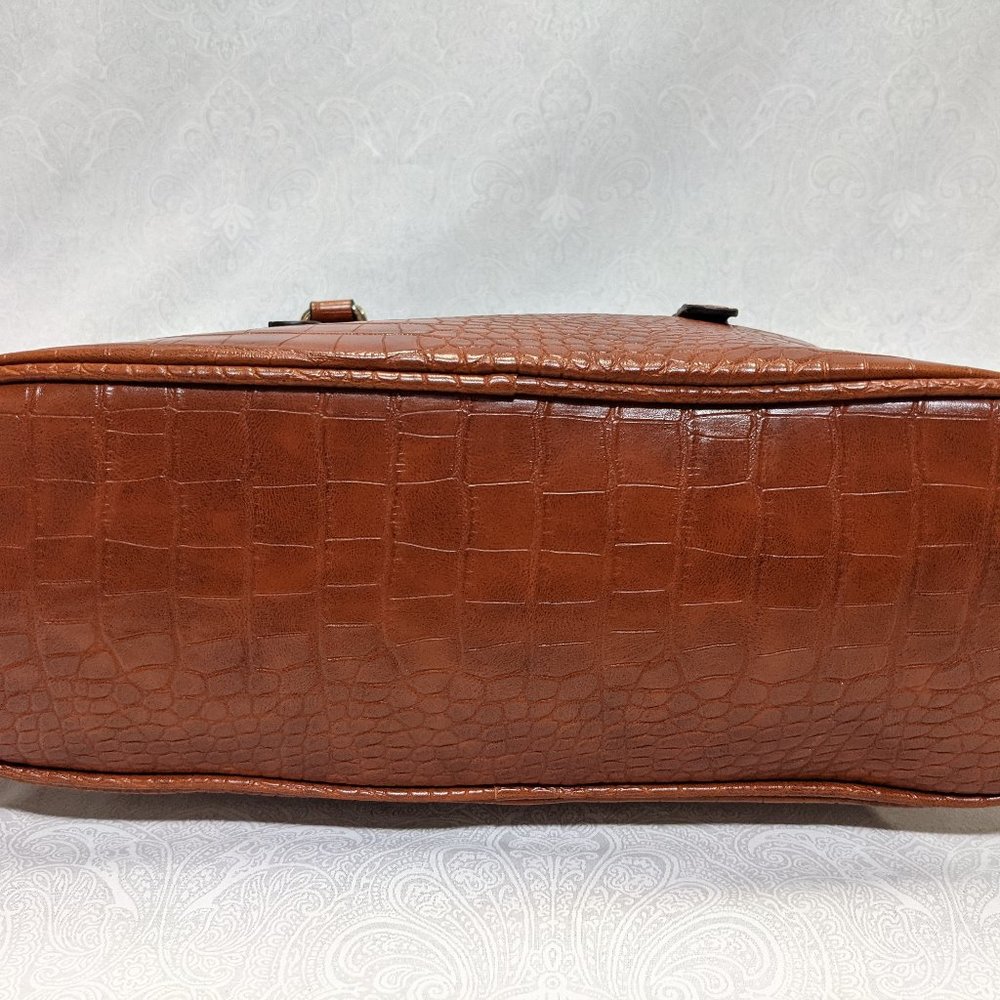 GIANI BERNINI croc embossed faux-leather women's dome satchel crossbody- Tobacco - Picture 7 of 9